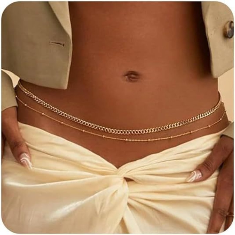 Body Jewelry Dress - Double Layer Gold Waist Chain Thin