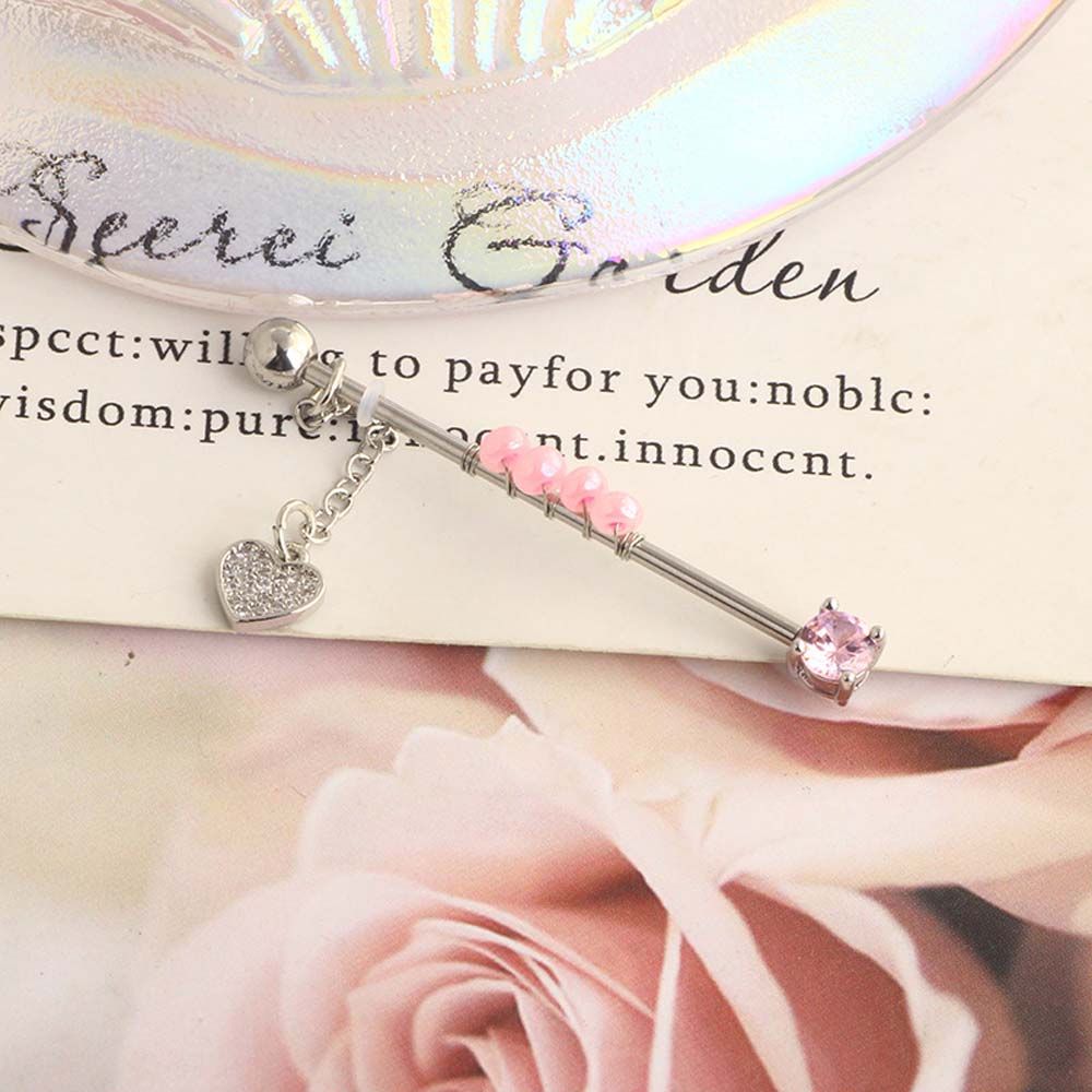 Industrial Barbell Long - Arrow Barbell Heart Pendant Tragus Piercing