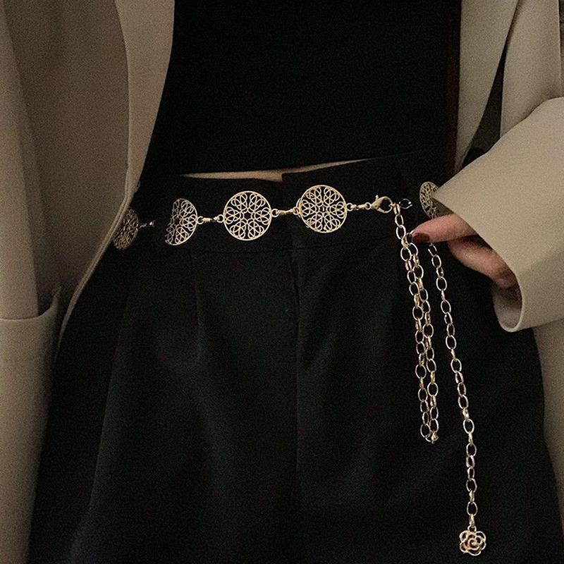 Body Jewelry Dress - Elegant Round Metal Belt For Women