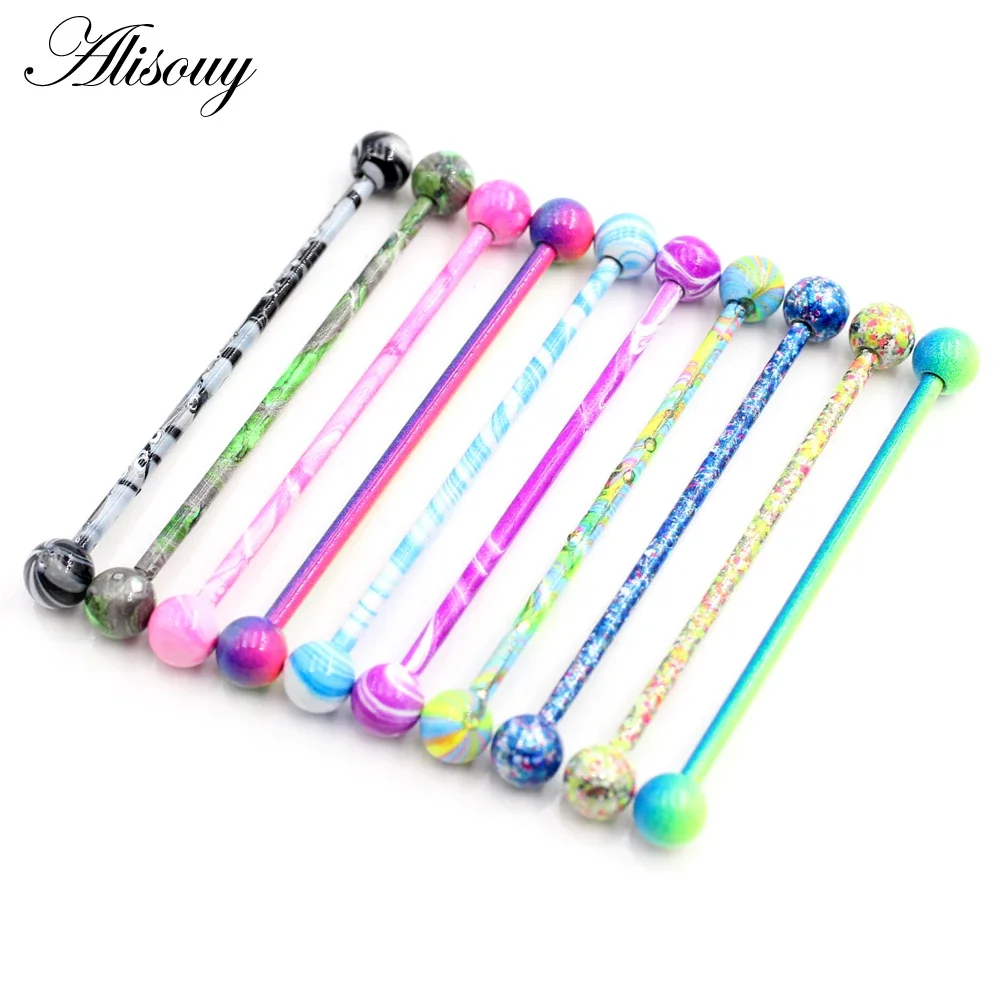 Industrial Barbell Long - Alisouy 2PC Long Straight Stainless Steel