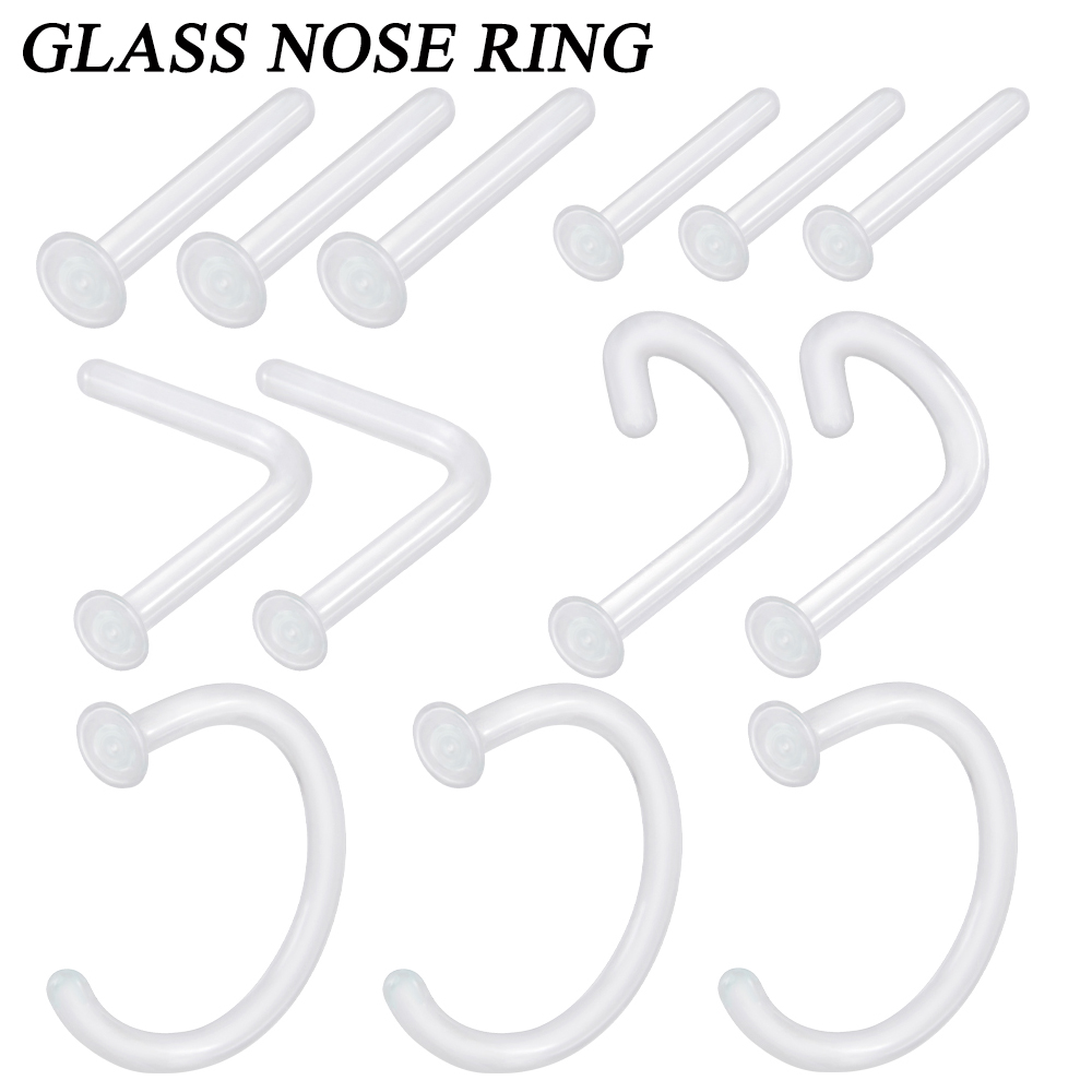 Body Jewelry Storage - 1PC Glass Nose Stud Transparent Glass