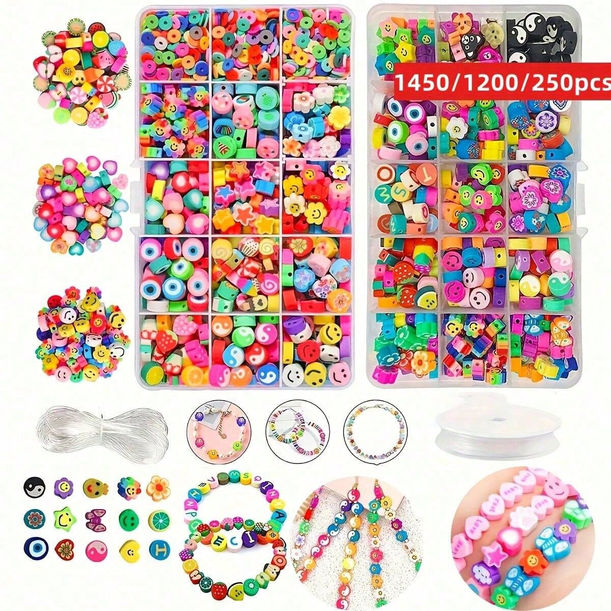 Body Jewelry Organizer - 1450/1200/250pcs Polymer Clay Beads Set, Box,