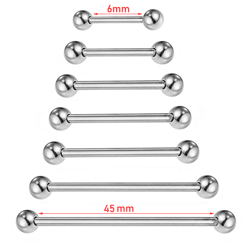 Industrial Barbell Long - 2 Pieces 14G/16G Surgical Steel Long