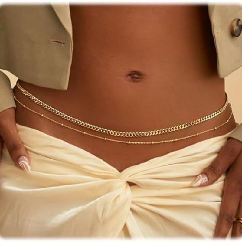 Double Layer Gold Waist Chain  - Body Jewelry Dress review and price