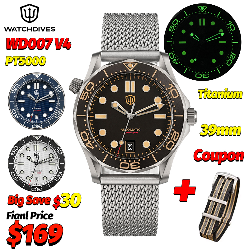 Watchdives Wd007 V4 39Mm NTTD  - Body Jewelry Titanium review and price