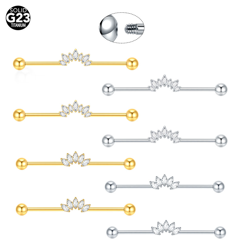 1/5PCS Titanium 14G CZ Industr - Industrial Barbell Long review and price