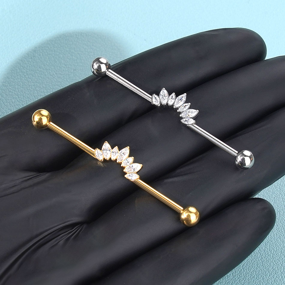 1/5PCS Titanium 14G CZ Industr - Industrial Barbell Long review and price