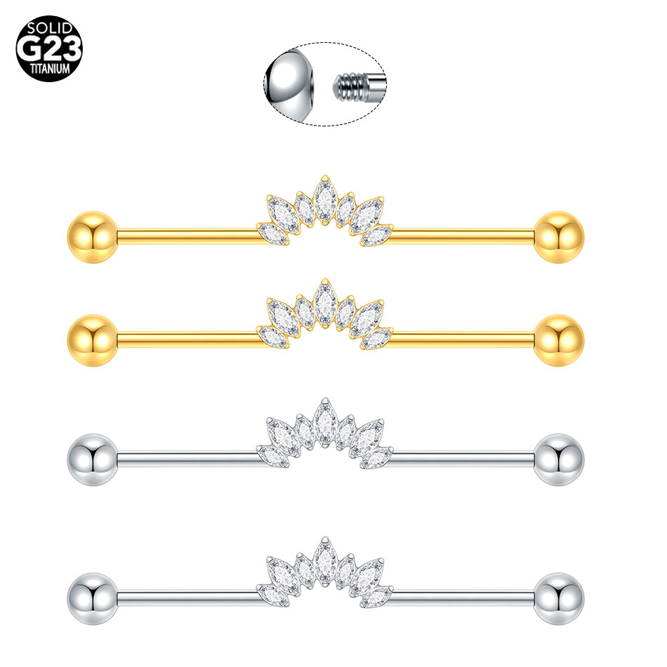 1/5PCS Titanium 14G CZ Industr - Industrial Barbell Long review and price