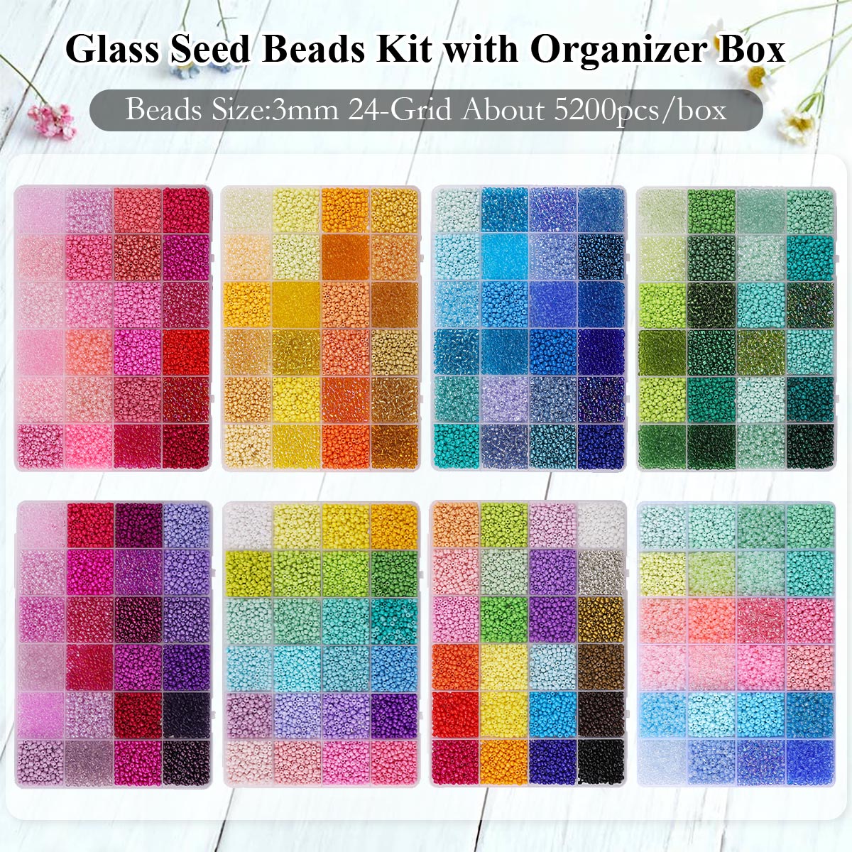 5200pcs 3mm Glass Seed Beads K - Body Jewelry Organizer review and price