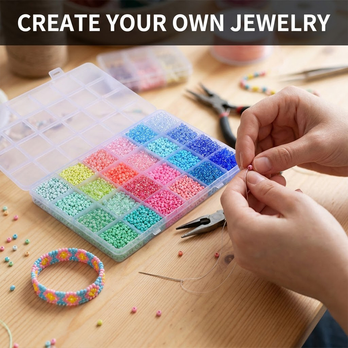 5200pcs 3mm Glass Seed Beads K - Body Jewelry Organizer review and price
