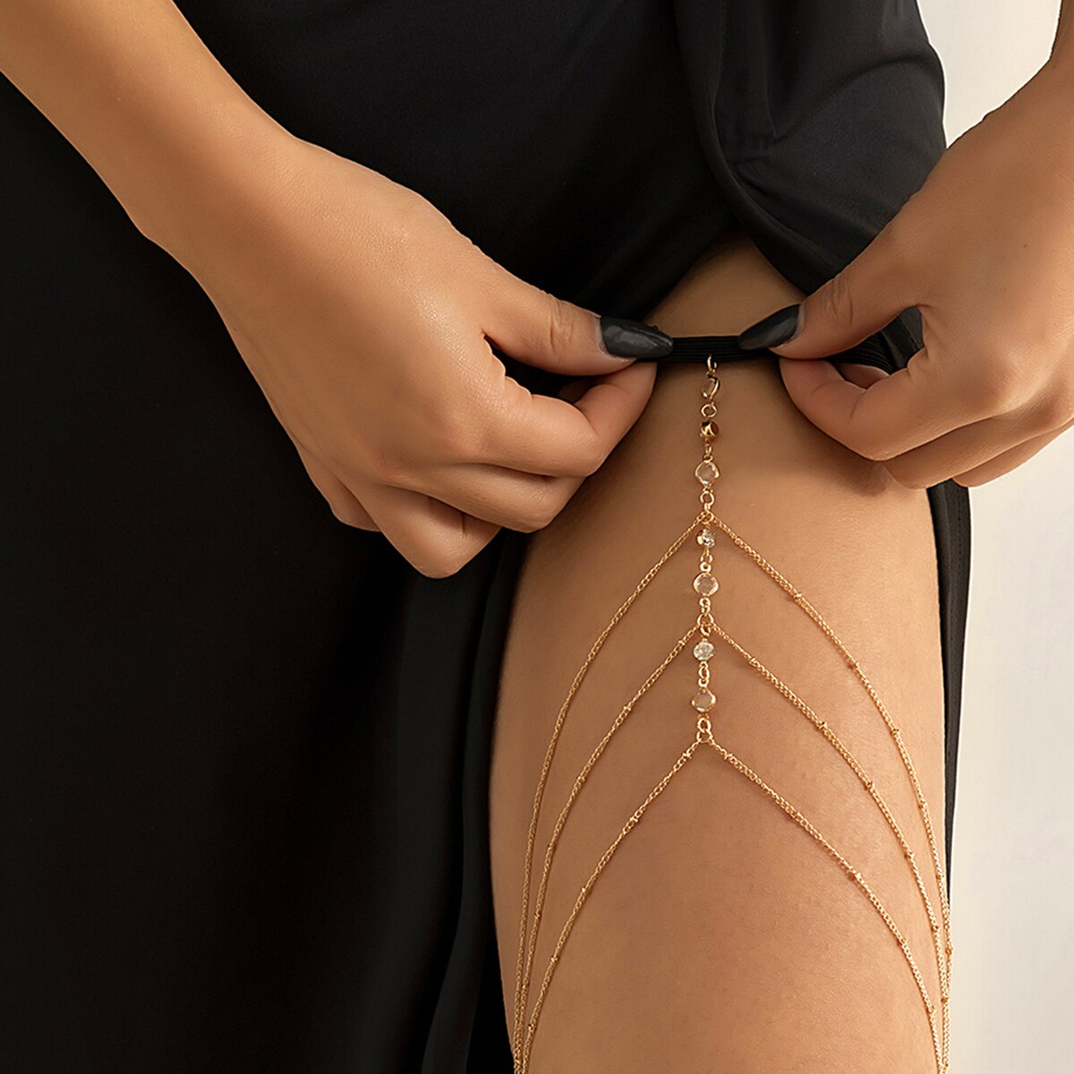 Boho Elastic Band Crystal Leg  - Body Jewelry Dress review and price