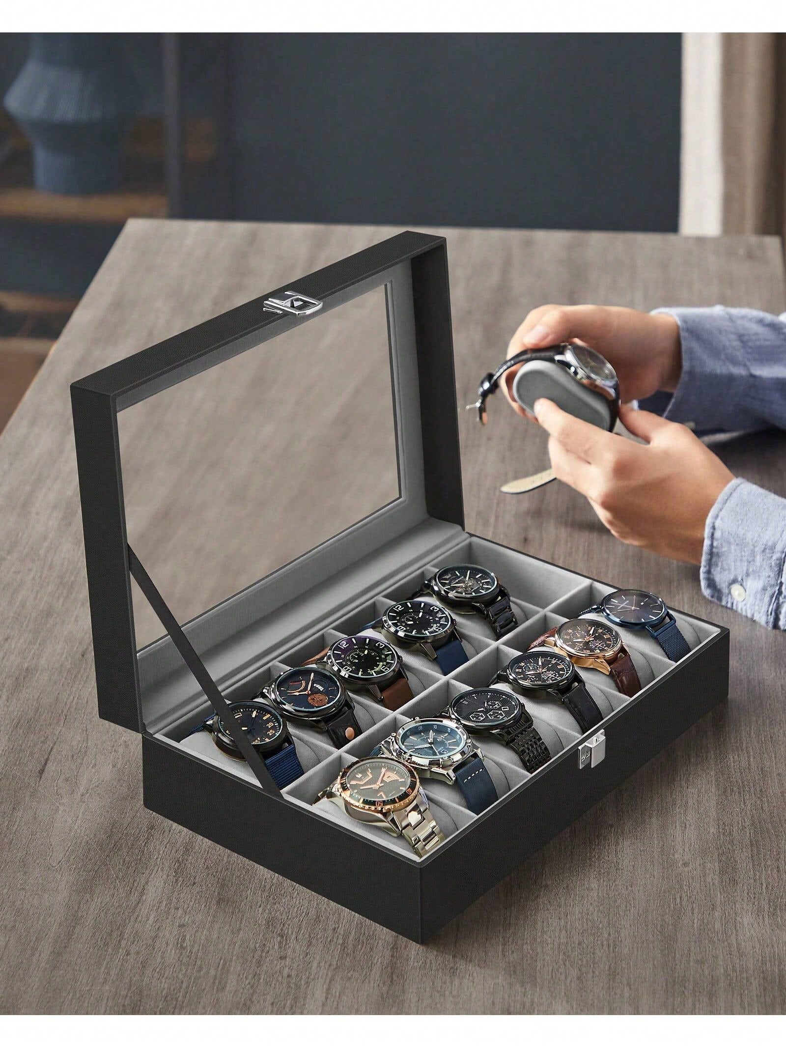12-Slot Lockable Watch Box wit - Body Jewelry Organizer review and price