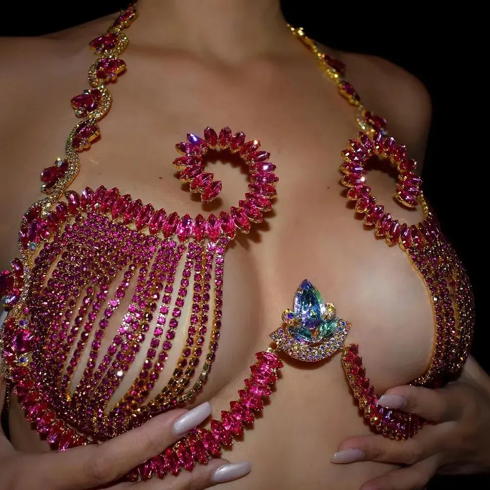 Rave Pink Crystal Chest Bracke - Body Jewelry Dress review and price