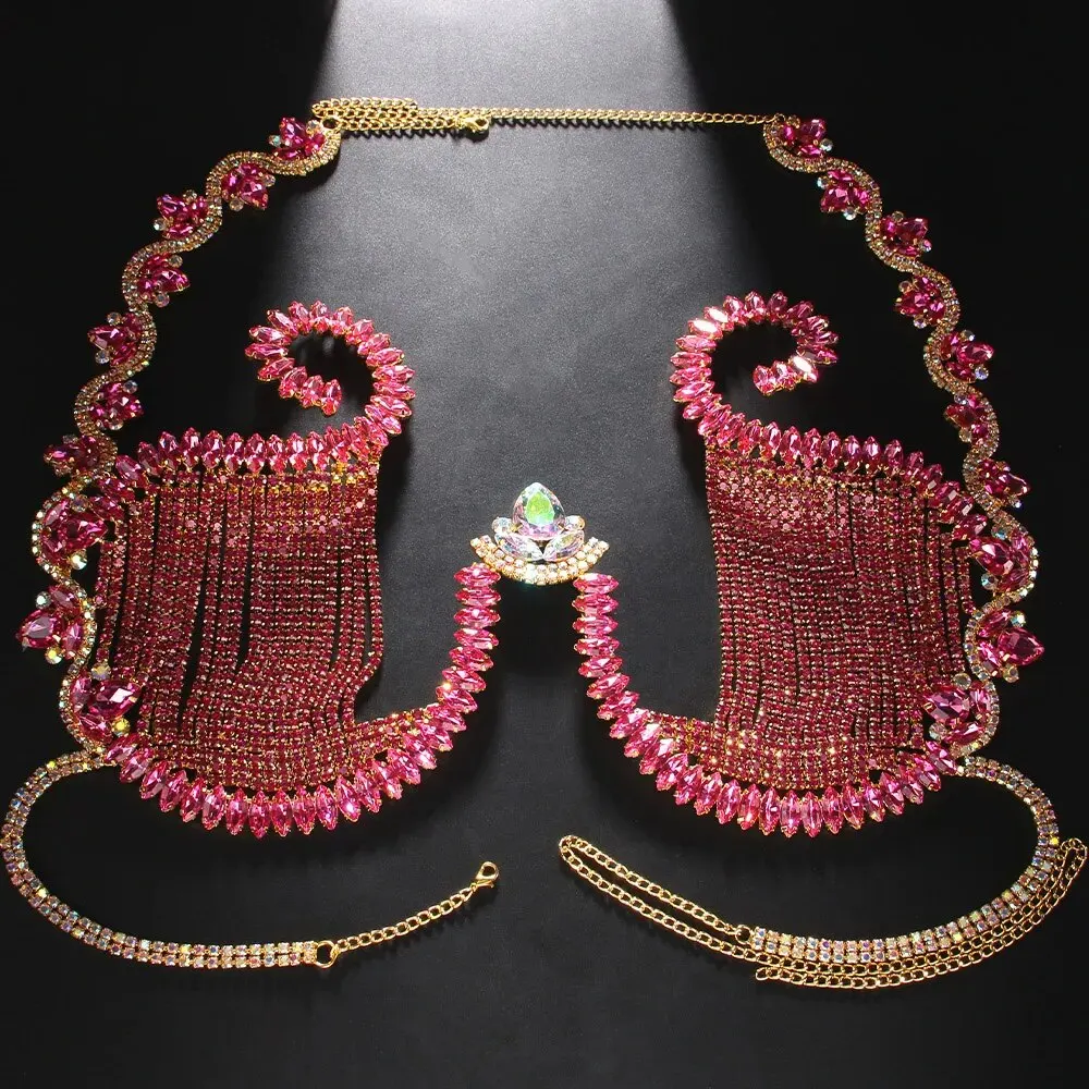 Rave Pink Crystal Chest Bracke - Body Jewelry Dress review and price