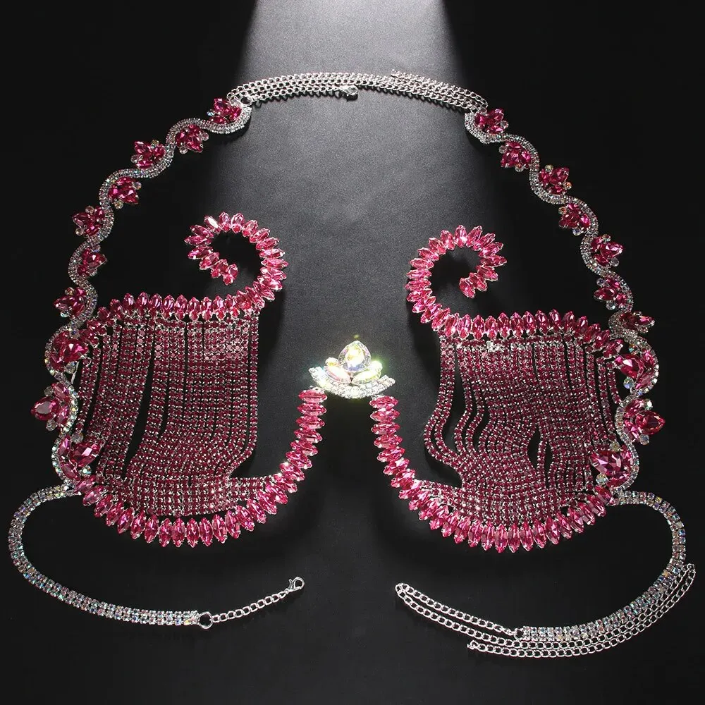 Rave Pink Crystal Chest Bracke - Body Jewelry Dress review and price