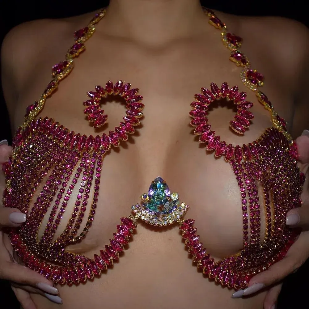 Rave Pink Crystal Chest Bracke - Body Jewelry Dress review and price