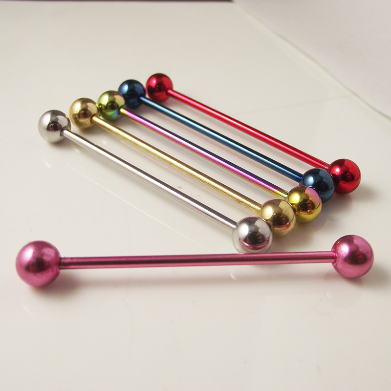 2 Pieces 14G 1.6mm Tongue Ring - Industrial Barbell Long review and price
