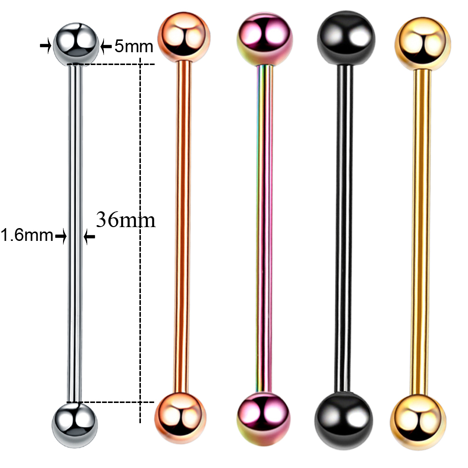 1PC Titanium Piercing Gem Indu - Industrial Barbell Long review and price