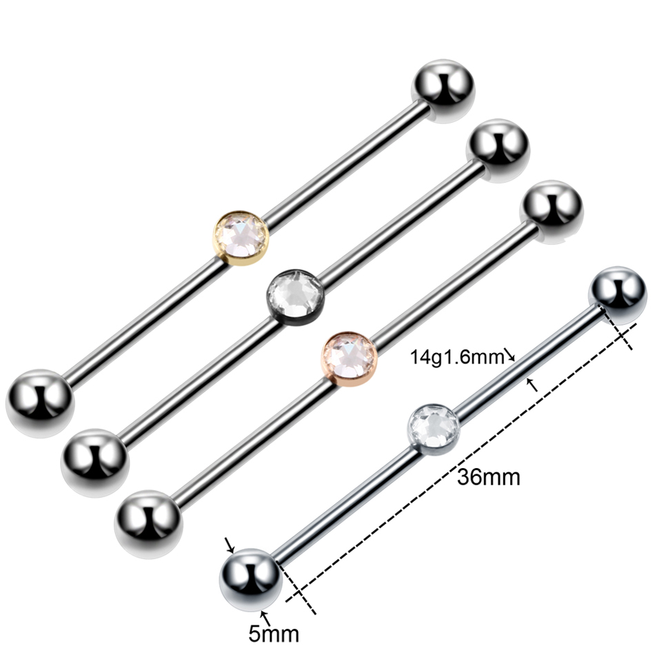 1PC Titanium Piercing Gem Indu - Industrial Barbell Long review and price