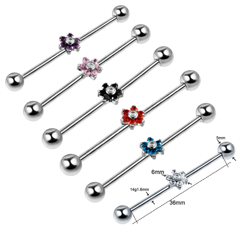 1PC Titanium Piercing Gem Indu - Industrial Barbell Long review and price