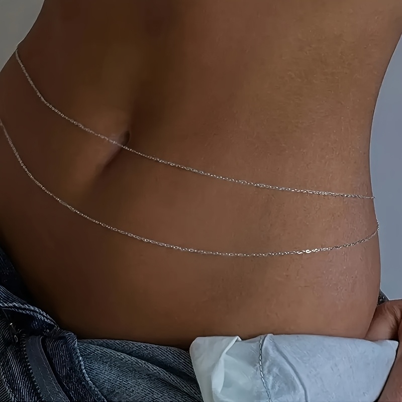 1Double-layer gold metal waist - Body Jewelry Waist Chains review and price
