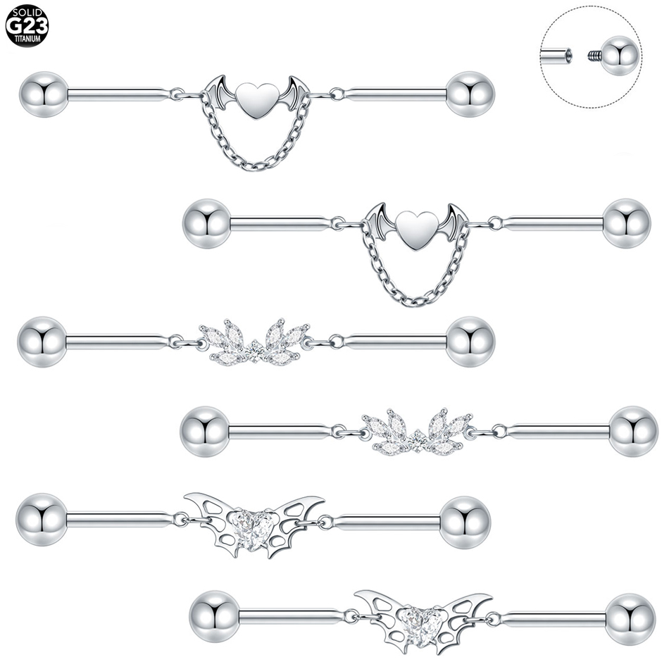 1Pc Titanium CZ Industrial Hel - Industrial Barbell Long review and price