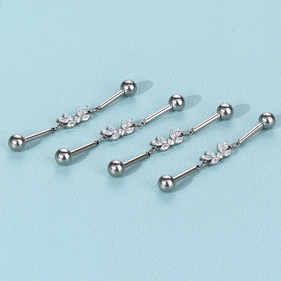 1Pc Titanium CZ Industrial Hel - Industrial Barbell Long review and price