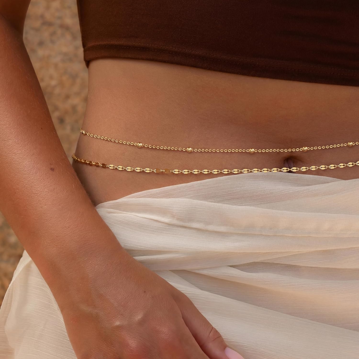 14K Gold Plated Waist Chain Wo - Body Jewelry Ends review and price